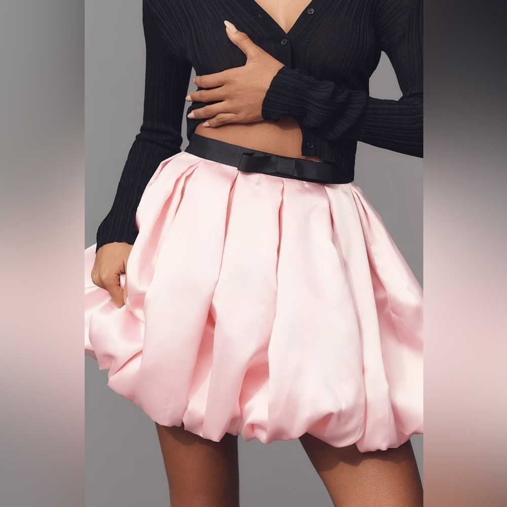 NWT! ANTHROPOLOGIE Hutch Full Pleated Bubble Hem Mini Skirt Mid Rise Size 12 🦉 - Picture 4 of 4